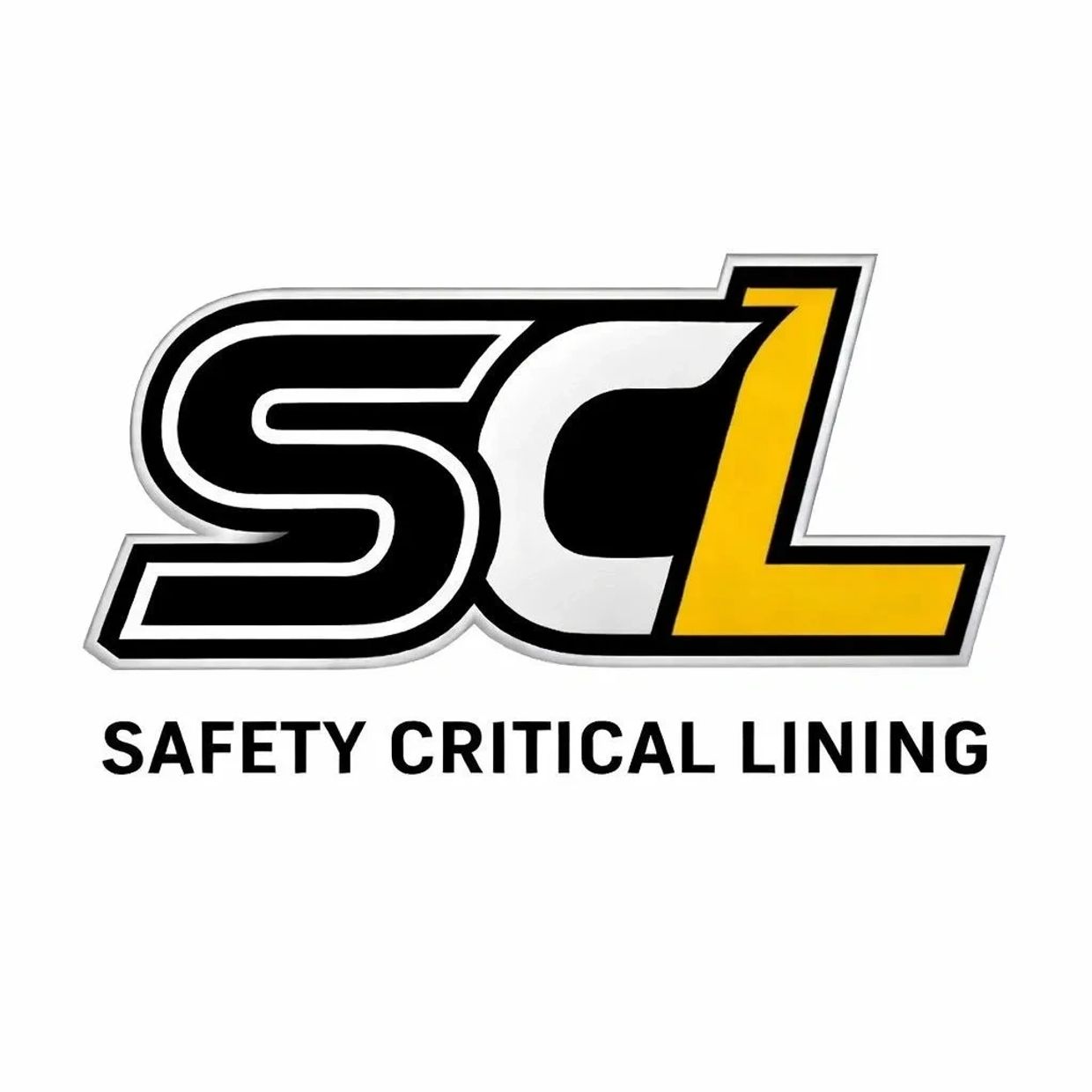 Logo of Safety Critical Lining with bold black, white, and yellow letters.