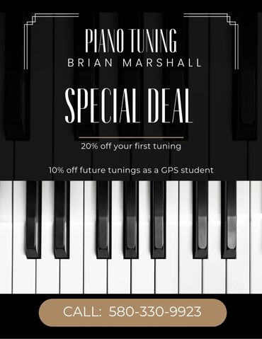 Special piano tuning deals by Brian Marshall with student discounts.