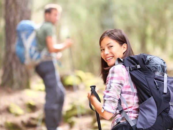 Couple hiking in the 