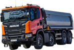 This is a Scania tipper truck used in infrastructure development 