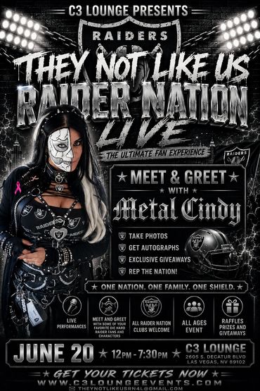 Meet Metal Cindy at the Raiders fan event June 20 in Las Vegas.