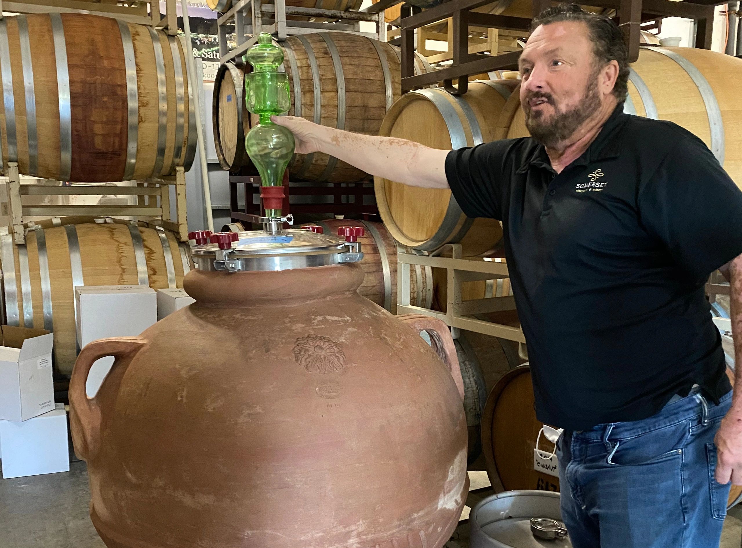 Somerset Winery In with the Old Aging Wine in Clay Amphorae