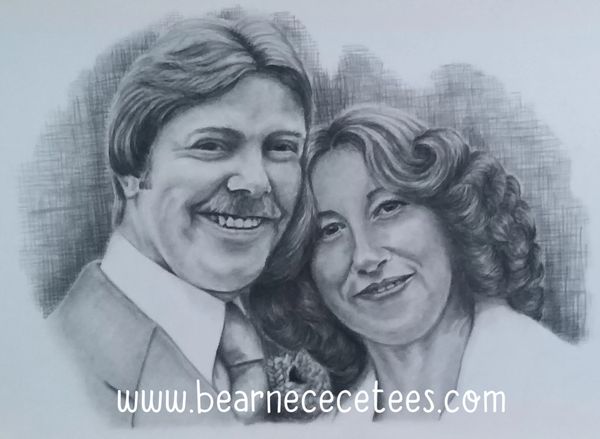 Wedding portrait in graphite by a portrait artist