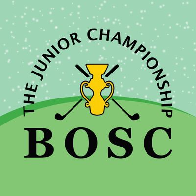 Logo for BOSC Junior Championship with golf elements and trophy.