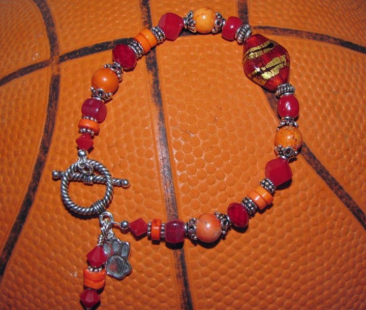 B-1 Bracelet with red focal bead