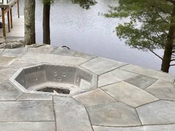 flagstone with hot tub