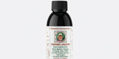 Bottle of caramel liqueur botanical concentrate.
