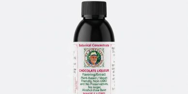 Bottle of chocolate liqueur botanical concentrate.