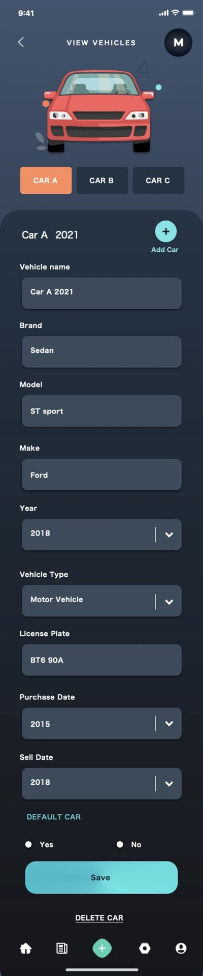 Courier platform drivers can input multiple vehicles for easy selection during shifts.