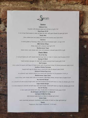 Evening Menu Front