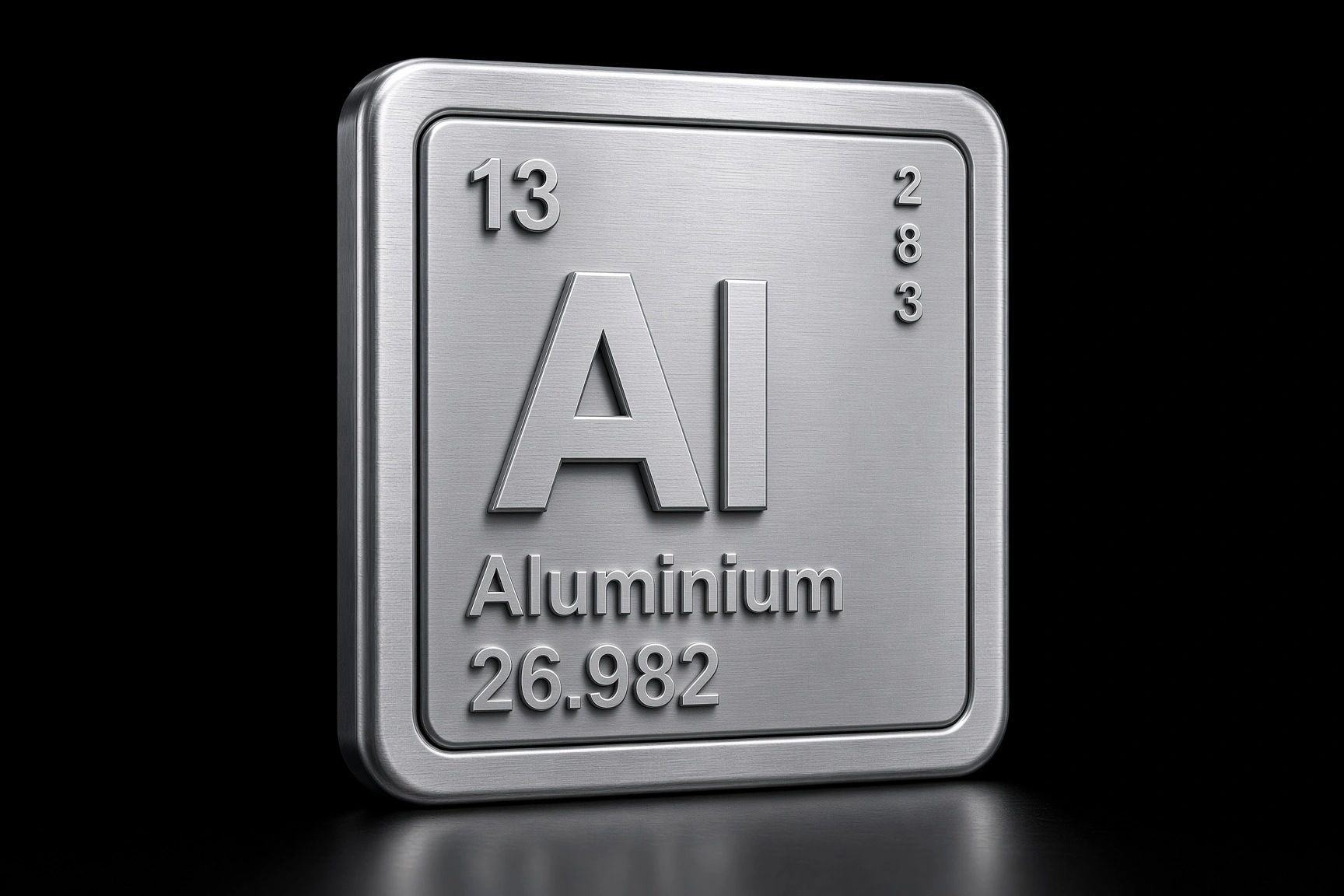 3D metallic element block for Aluminium from the periodic table.