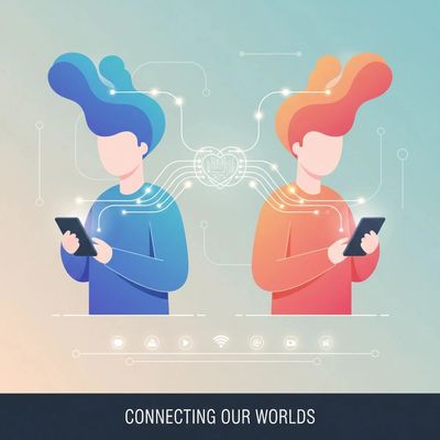 two people connecting using technology