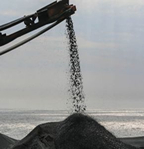 Landscape Mexican beach pebbles being harvested