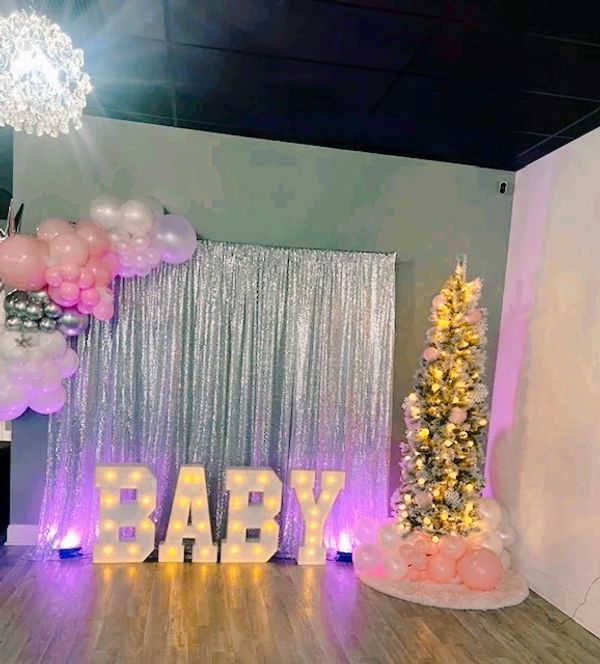 Winter wonderland in Pink and Silver for a Baby Shower at Suite Events.