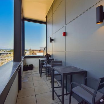 High patio overlooking downtown Roanoke scene
