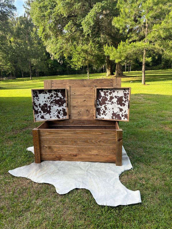 24"x 48"x 16"  chest, 2 top drawers and solid wood top.  