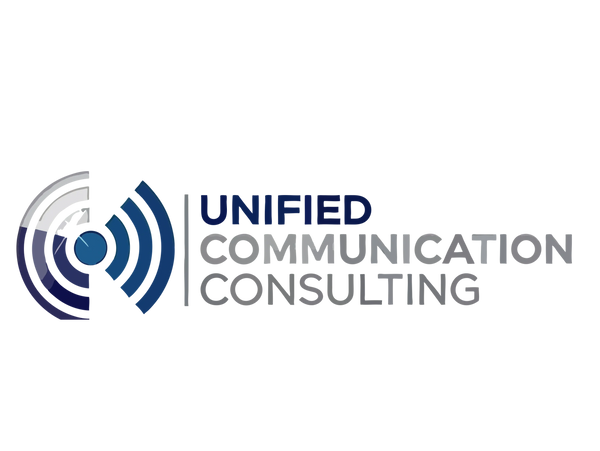 Logo of Unified Communication Consulting with signal waves and text.
