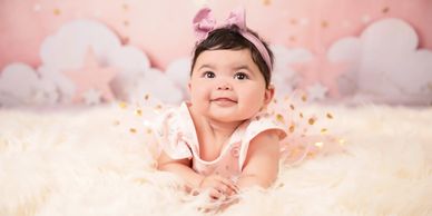 Sitter session with adorable baby milestone, Auckland studio