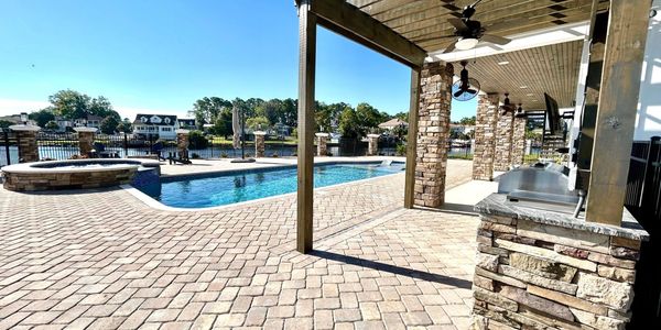 Pool & Spa with Outdoor Kitchen & Pergola