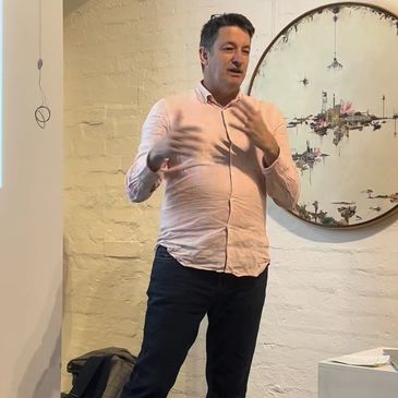 A picture of Andrew career coaching on story telling
