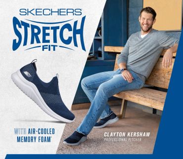 Skechers Stretch Fit shoes with Clayton Kershaw.