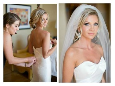 Bride getting ready and posing.