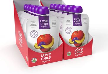 Love Child Organics Superblends, Apples, Bananas, Blueberries, Baby Food, 128ml Pouch Puree (12 Pack