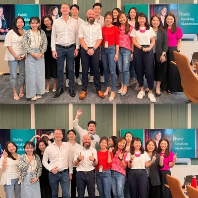 Simon Long coaching a public speaking masterclass in Singapore.