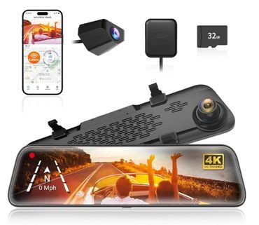 Wolfbox Rearview Mirror Dash Cam — Internal Clear Recording