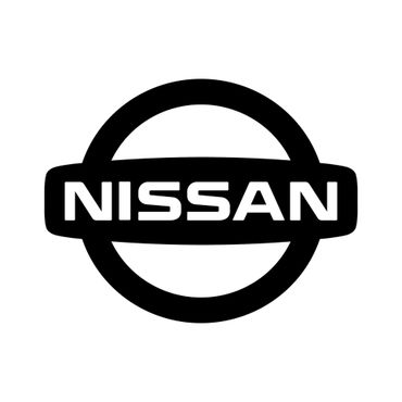 Black and white Nissan logo with bold text inside a circle.