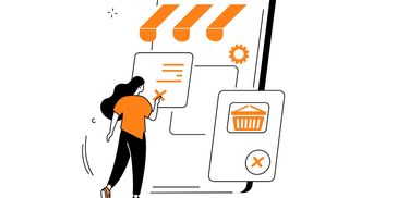 Person interacting with an online store interface on a large mobile device.