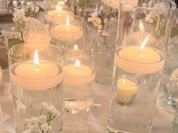 A candle with glass