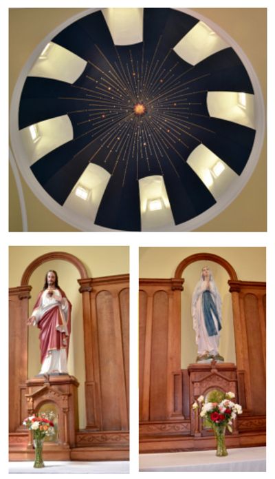 The dome with The Sacred Heart and Our Lady of Lourdes altars