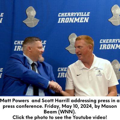 Matt Powers and Scott Harrill addressing press in a press conference