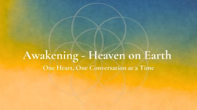 Colorful background with spiritual message about awakening and connection.