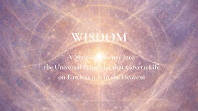Mystical light and patterns with a quote about wisdom and universal principles.
