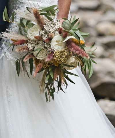 Elegant bridal bouquet photographed during a Gatlinburg Smoky Mountain elopement.