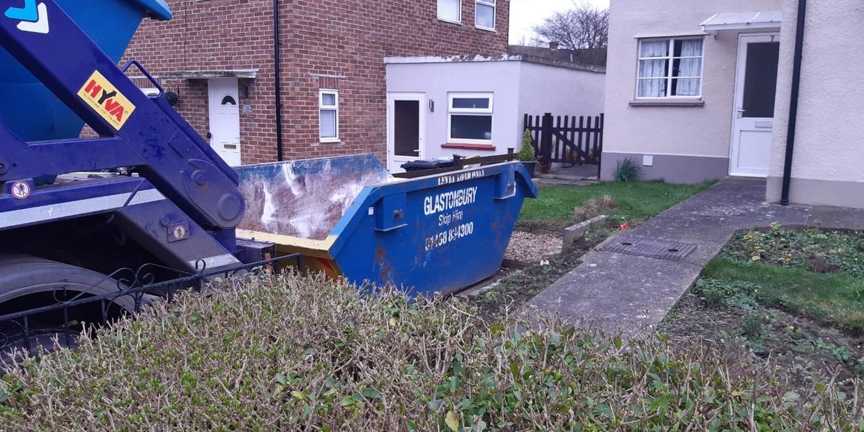 Skip on a driveway