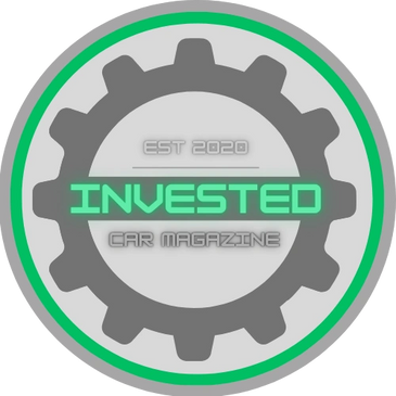Logo of Invested Car Magazine with gear and green circular border.