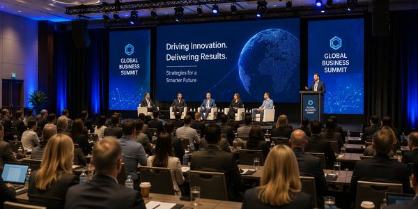 Global Business Summit panel discussing innovation and results.