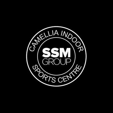 Logo of Camellia Indoor Sports Centre by SSM Group on black background.