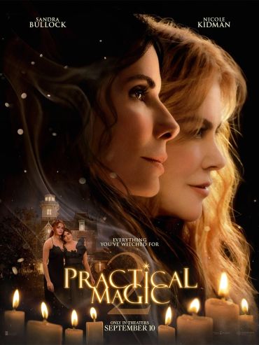 Movie poster for Practical Magic featuring Sandra Bullock and Nicole Kidman.
