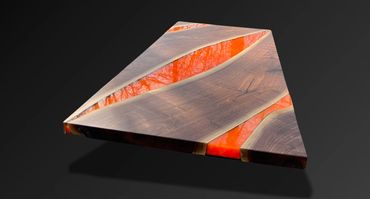Orang epoxy and black walnut river table custom dining table
