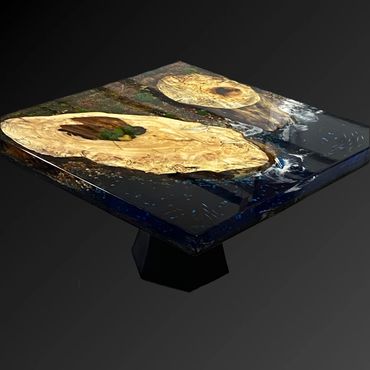 A spalted maple river table diorama table coffee table