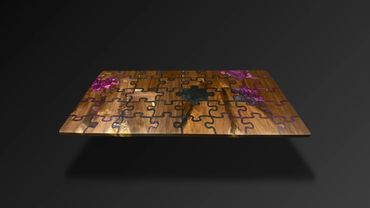 The puzzle table with no live edge.  a new type of river table.