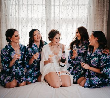 Bride with her beautiful bridesmaids 