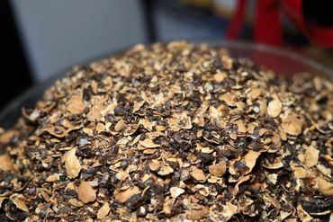 Dried lemon pieces in a bowl