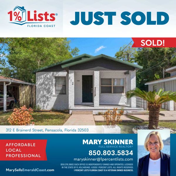 A small, sold house in Pensacola, Florida, listed by Mary Skinner of 1% Lists Florida Coast.