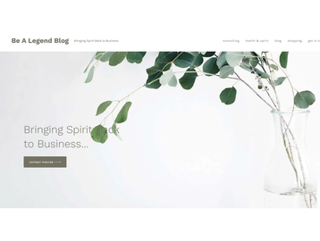Minimalist webpage with greenery and business spirit theme.