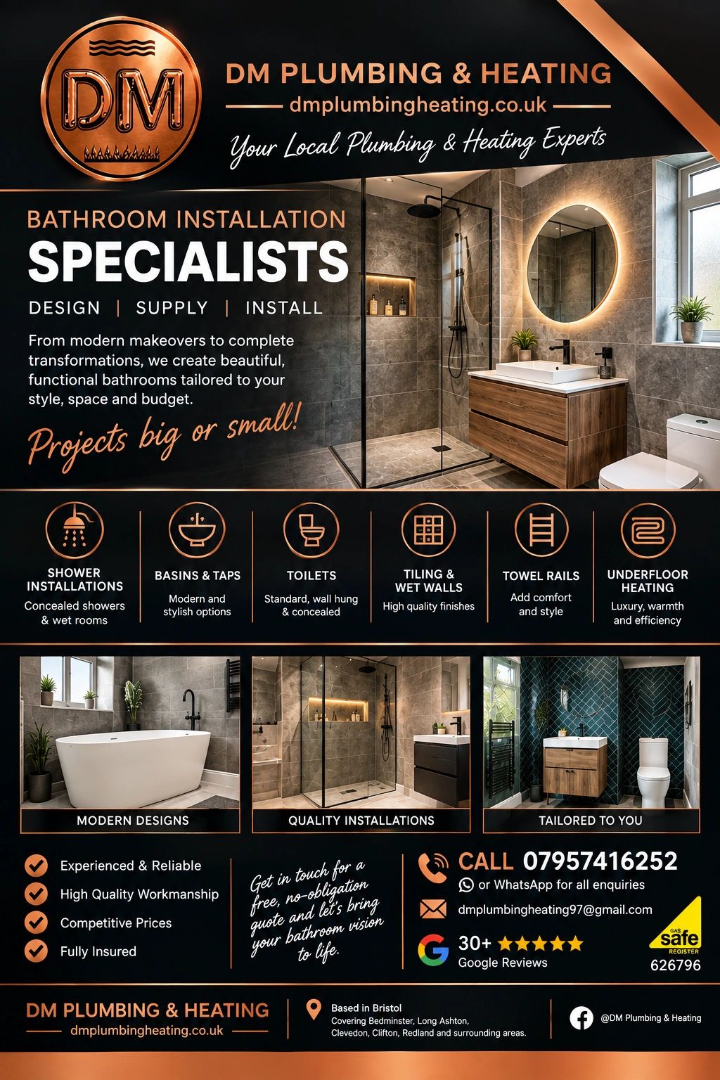 DM Plumbing & Heating, Bristol, Bathrooms